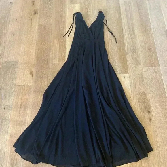 Lulus Dresses & Skirts - New LULU'S Dance the Night Away Maxi Gown Black Surplice Dress Medium Formal NWT